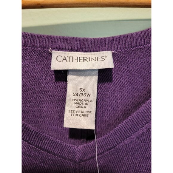 New Catherines Purple Lightweight Asymmetrical V Neck Sweater Sz 5X - Picture 7 of 7